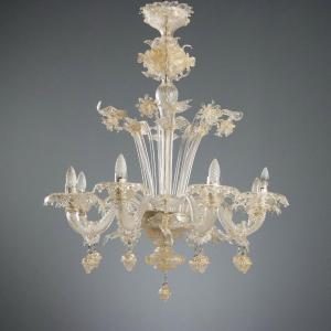 Mid-19th-century Murano Venetian Blown Glass Chandelier