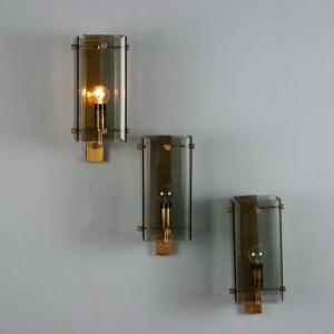 Vintage Wall Lamp Brass Glass Design Italy 1960s Original
