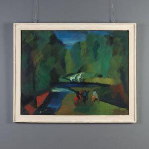 Tableau Moderne Signé Gian Rodolfo D'Accardi Italie 1955 Original