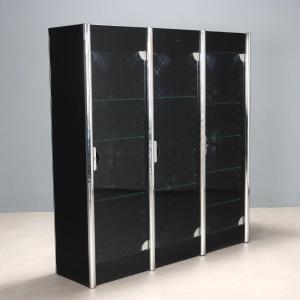 Vitrine Vintage Métal Chromé Verre Design Italie Années 1970