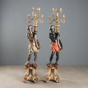 Decorative Italian-style Candlesticks, Mid-20th Century