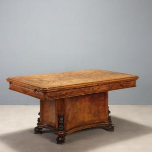 Table Art Déco en Noyer et Ronce de Noyer Italie, première moitié du XXe siècle