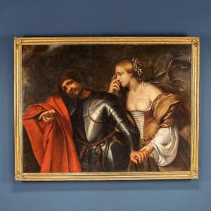 Antique Painting Signed Girolamo Forabosco Jefte And His Daughter