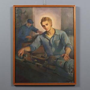 Modern Painting Signed Mario Venzo Oil On Canvas Italy 1950 Original