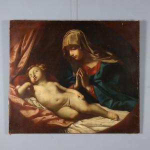 Antique Painting Virgin Mary Copy From Guido Reni XVIII Century
