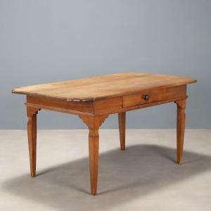 Table Ancienne Noyer avec Tiroirs Italie Début du XIXe Siècle