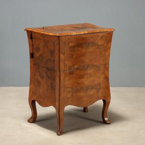 Petit Meuble Baroque Ancien Noyer Merisier Italie du XVIIIe Siècle