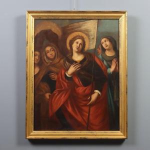Antique Painting Portrait Of Saint Ursula Italy XVII-xviii Century