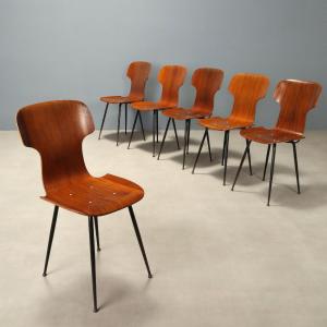 Chaises Vintage Contreplaqué Métal Design Italie Années 1960 Originales
