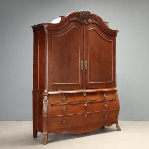 19th-century Dutch Oak Wardrobe, Netherlands, Mid-19th Century