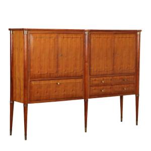 Vintage Cabinet Cherry Veneer Brass Italy 1950s Original
