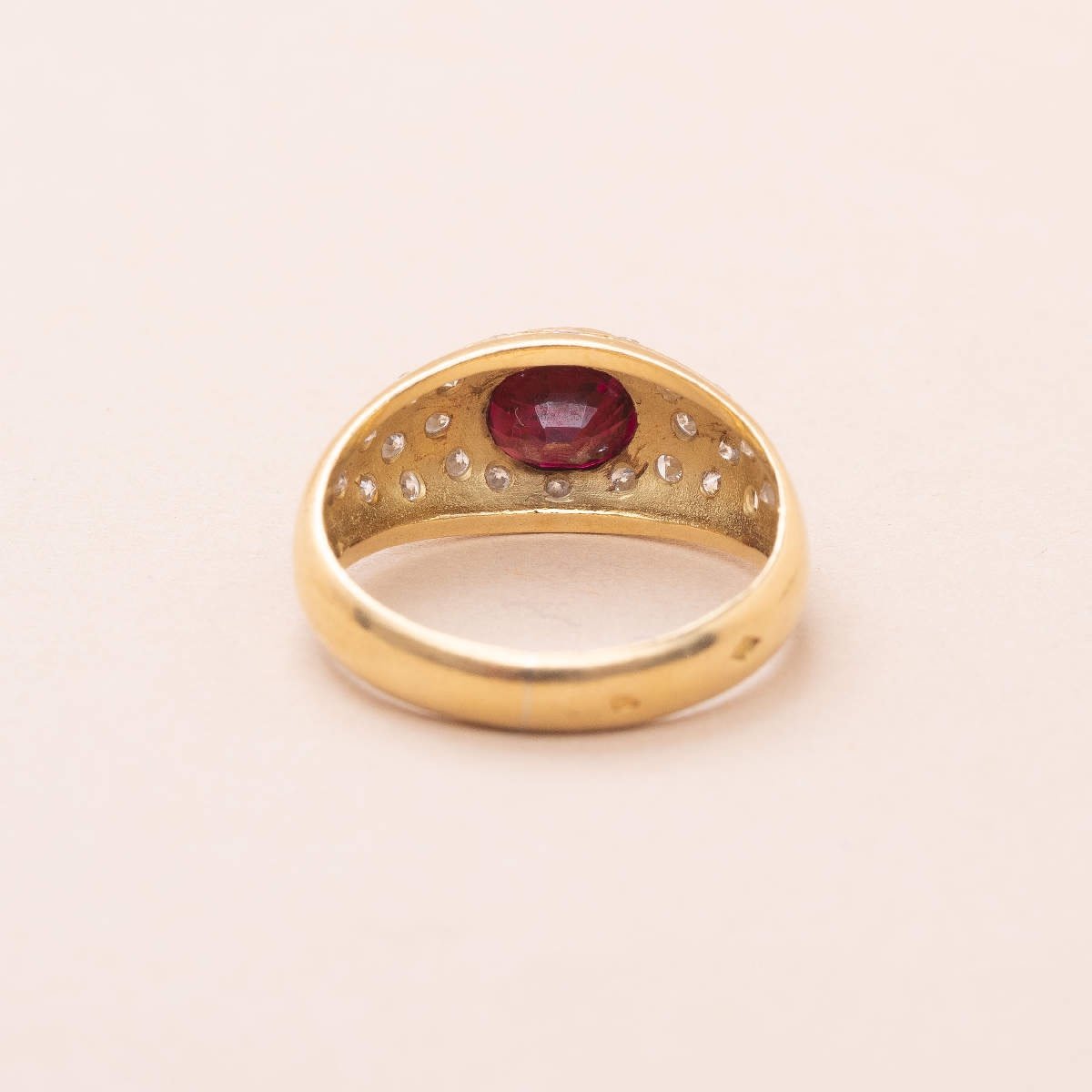 Vintage Ruby 0.70 Carat Diamond Gold Bangle Ring-photo-3