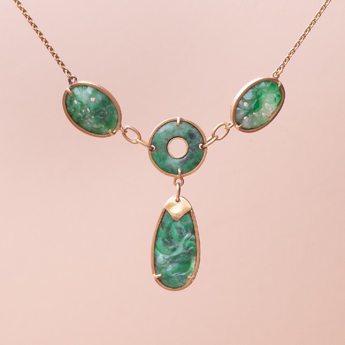 Vintage Jade Platelet Necklace-photo-2