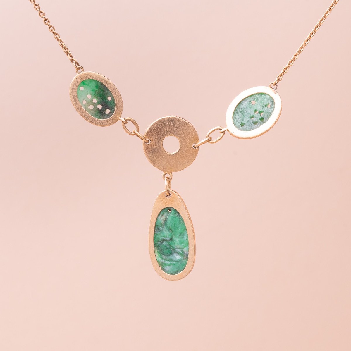 Vintage Jade Platelet Necklace-photo-4