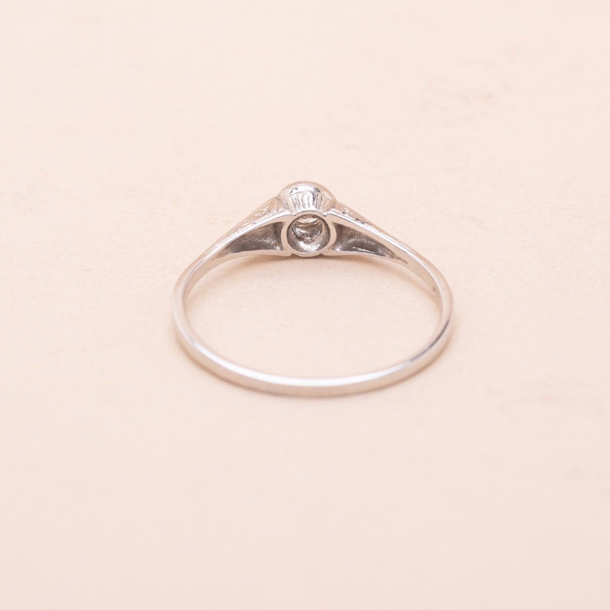 Antique Engraved Diamond Solitaire Ring-photo-2