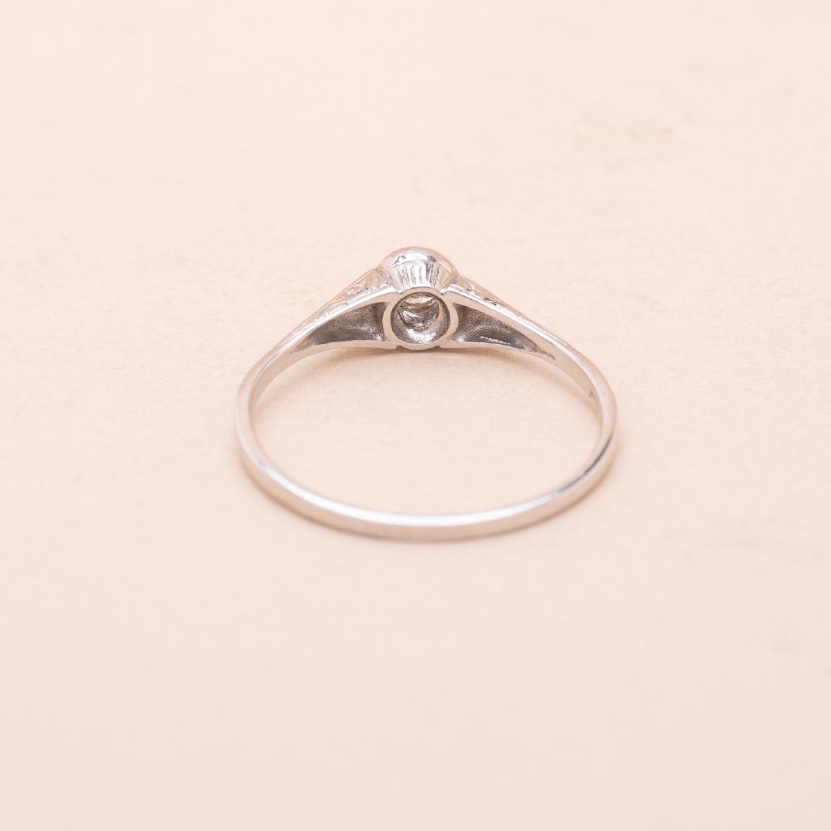 Bague Ancienne Solitaire Diamants Engraved-photo-2