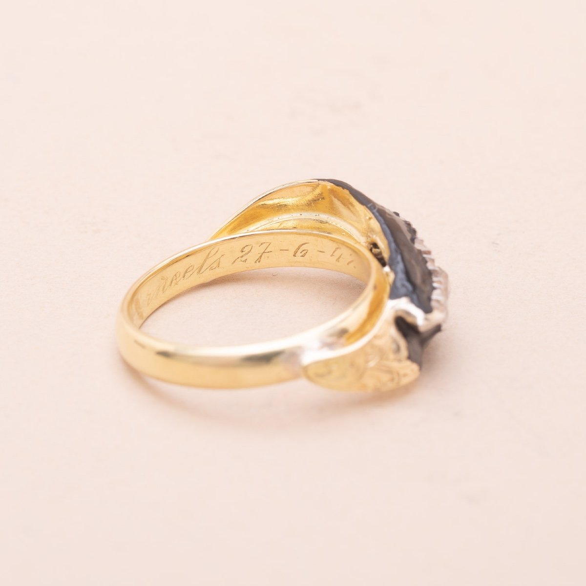 Bague Ancienne Alfie Email Diamants-photo-2