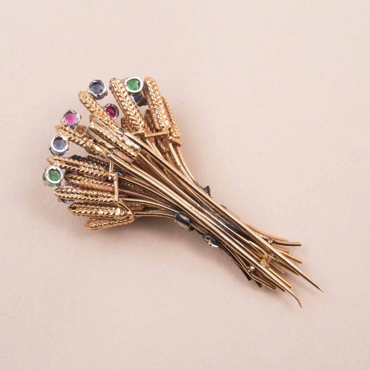 Vintage Brooch Bouquet Ears Of Wheat Gold-photo-2