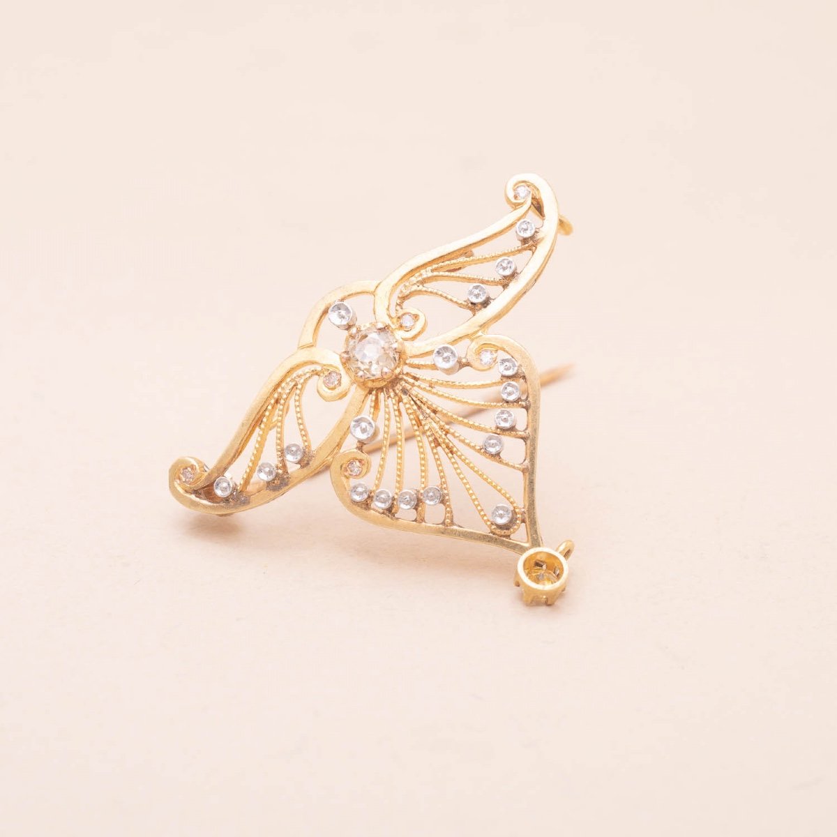 Antique Gold Wings Belle Epoque Brooch-photo-3