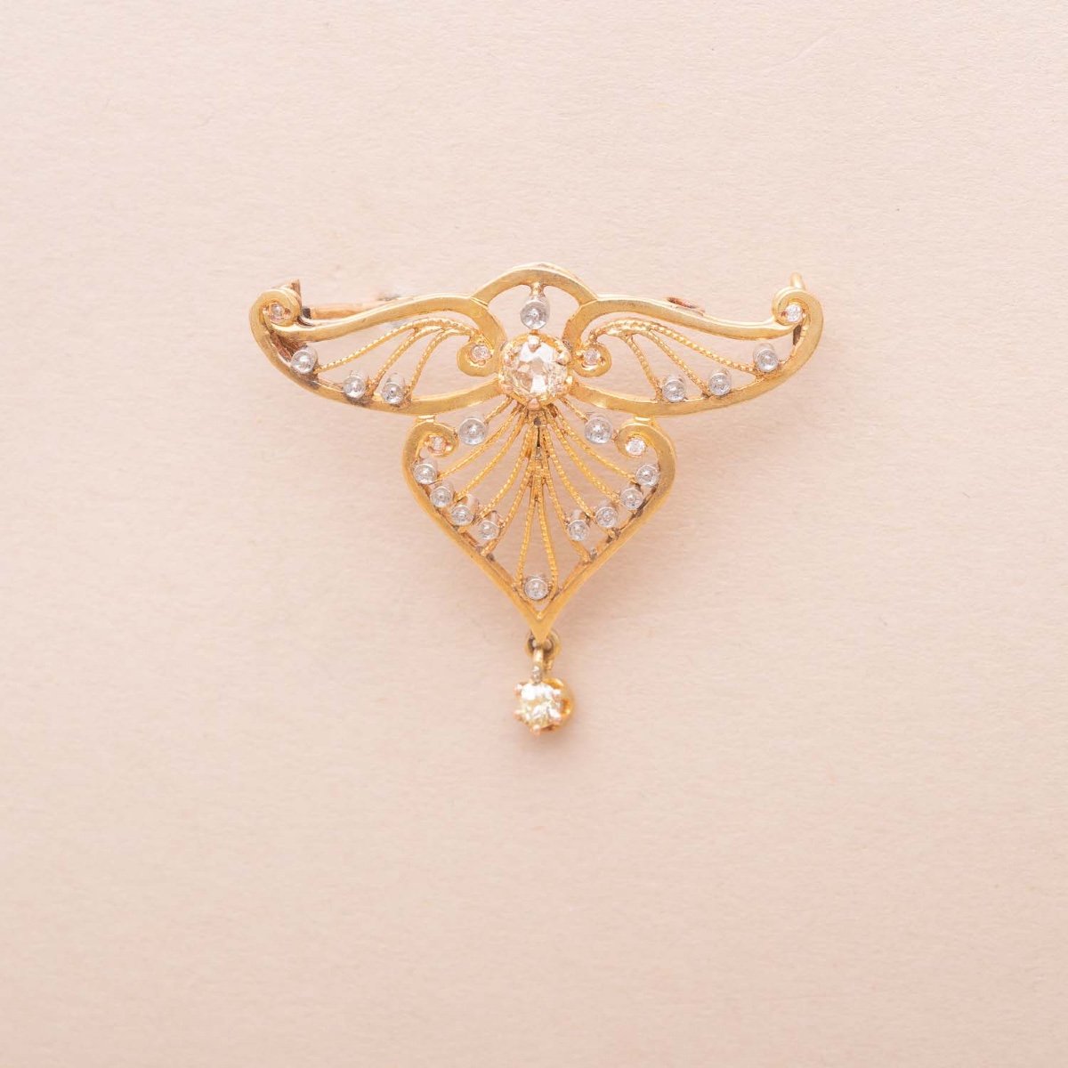 Antique Gold Wings Belle Epoque Brooch