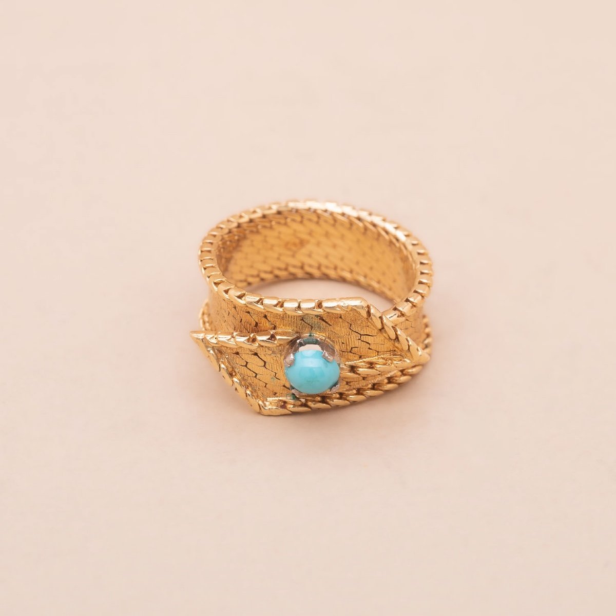 Bague Vintage Ruban D’or Turquoise