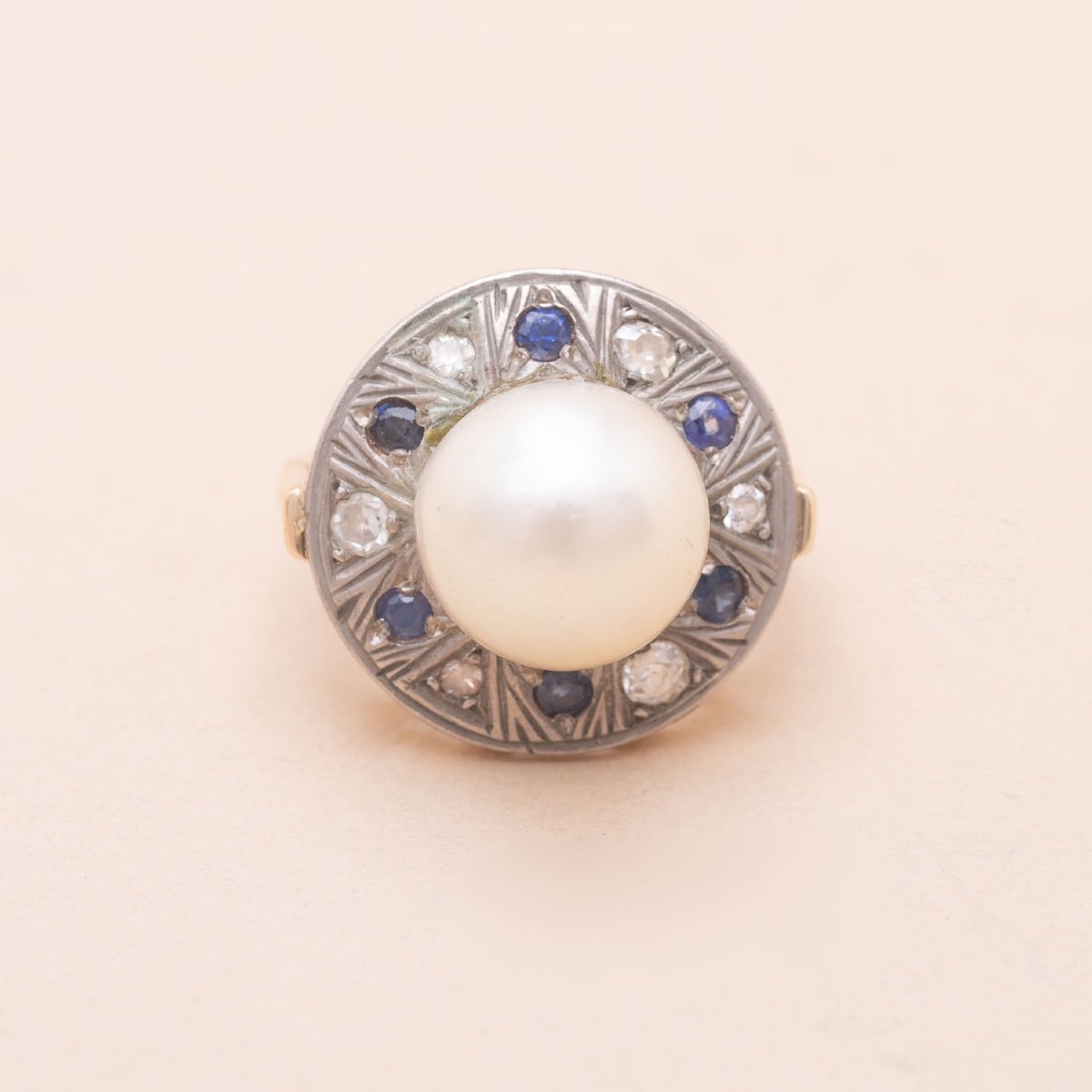 Vintage Blue Ocean Pearl Sapphires Ring