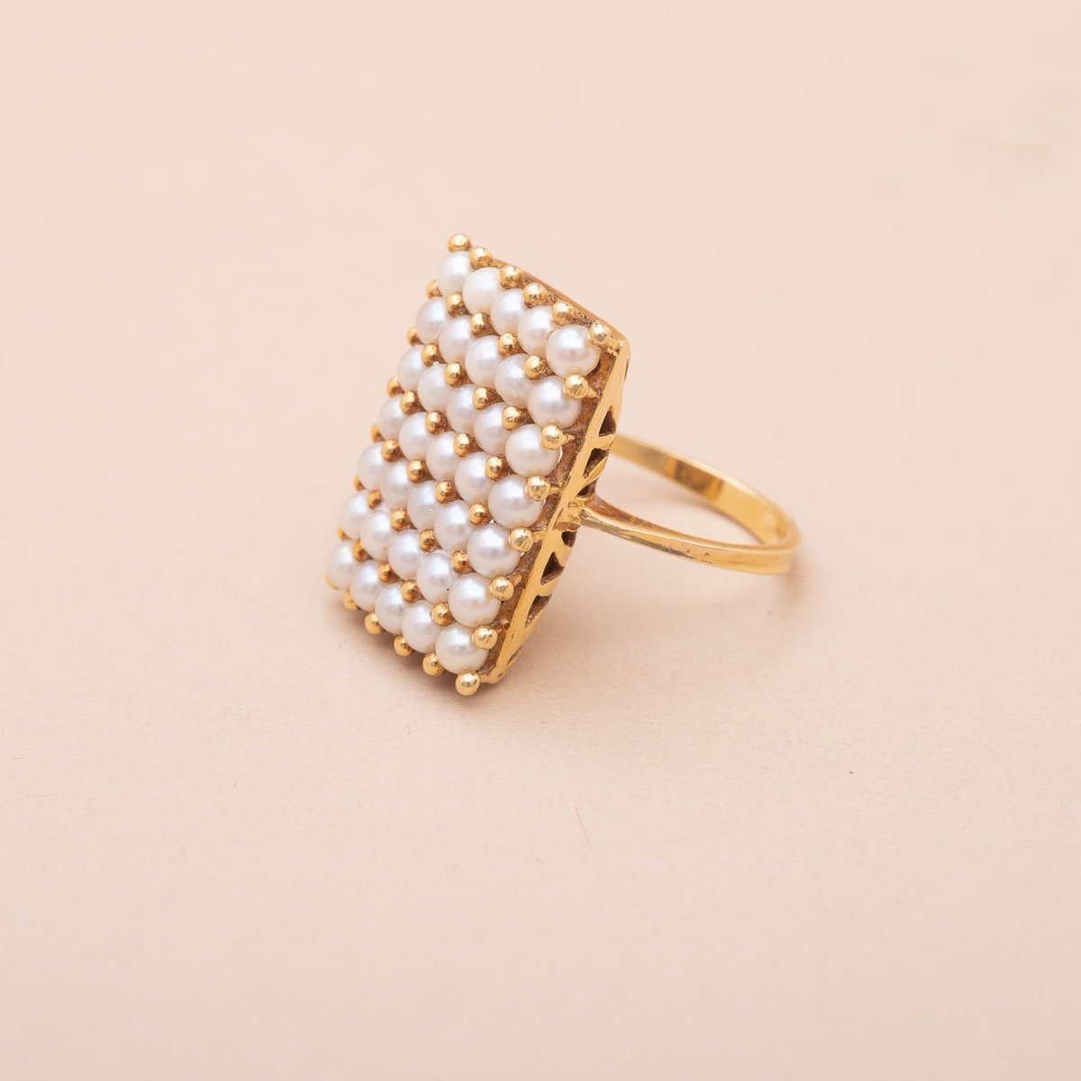 Bague Ancienne Damier Perles-photo-3