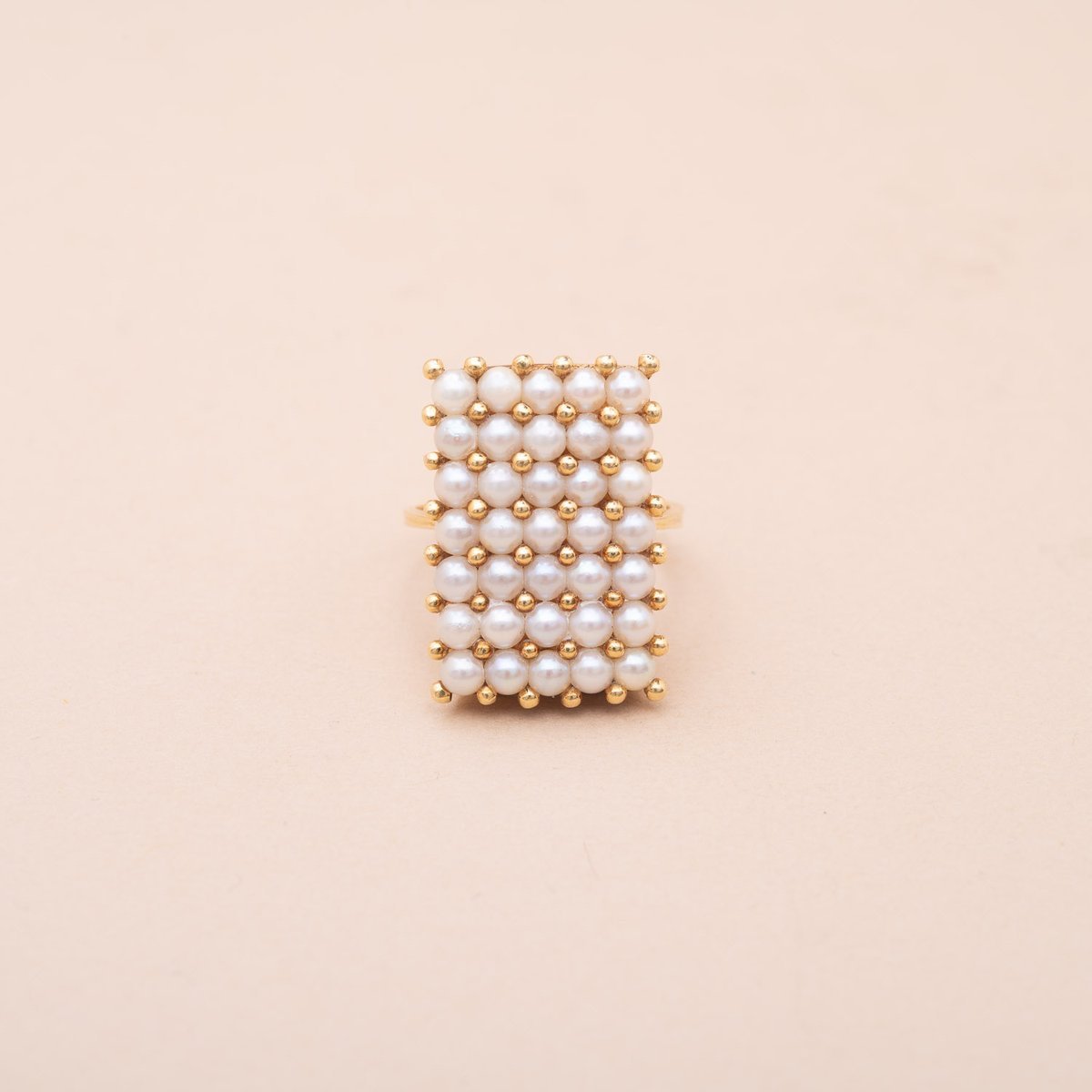 Bague Ancienne Damier Perles