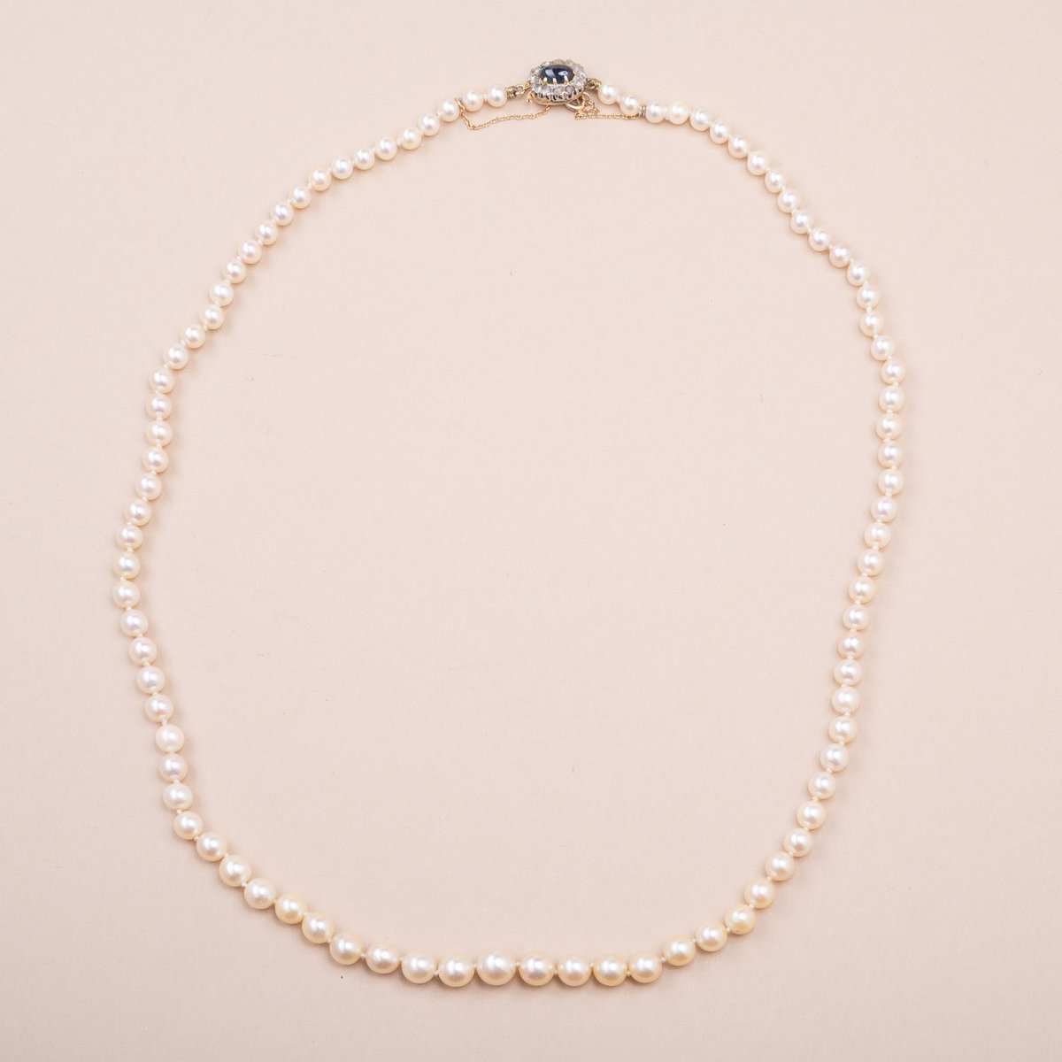 Collier Vintage Twiggy Saphir Diamants Et Perles-photo-3