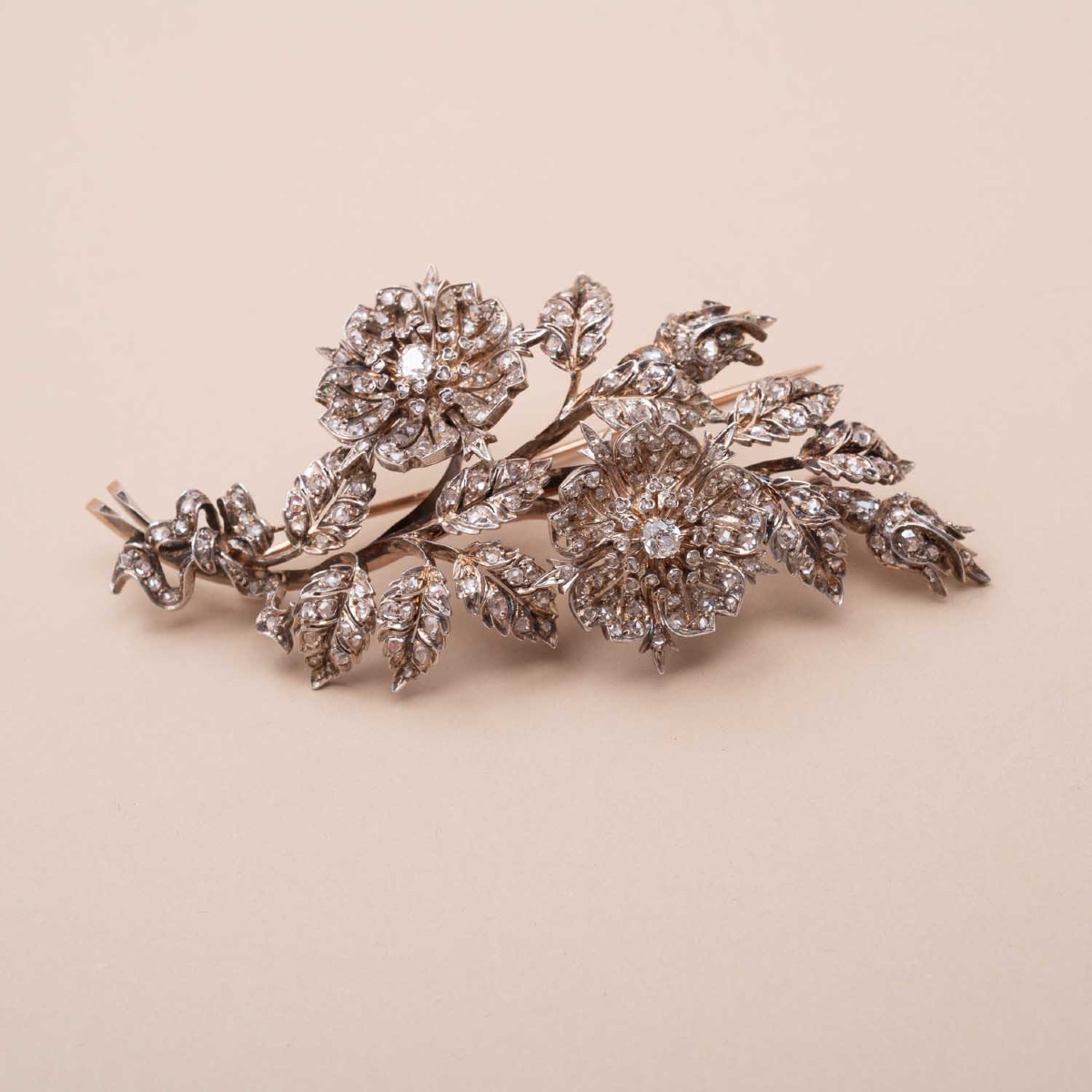 Broche Ancienne 1870 Trembleuse Diamants-photo-2