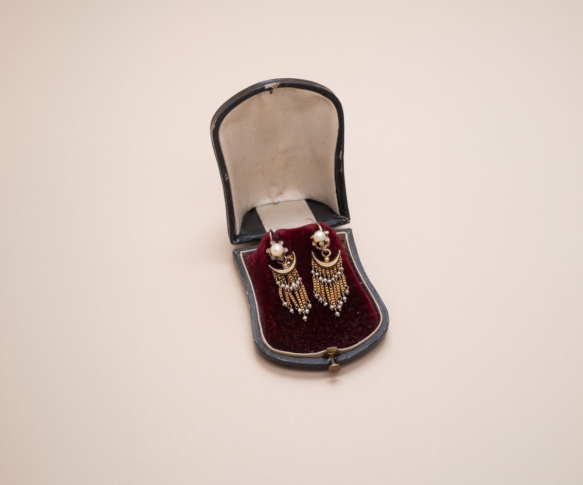 Antique 1880 Crescent Moon Earrings