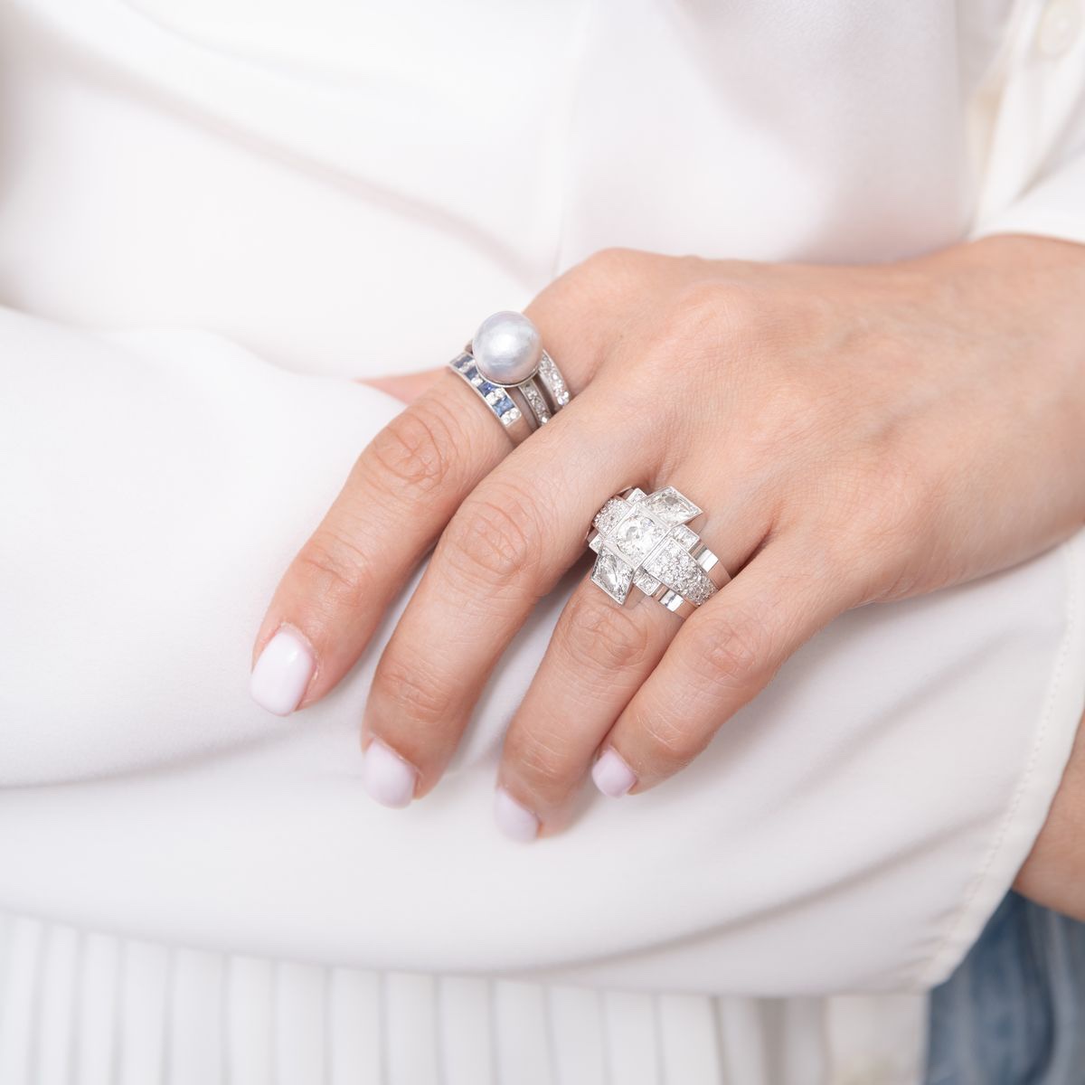 Tank Ring 1940 Vintage Cross Diamond 2.70 Carats-photo-4