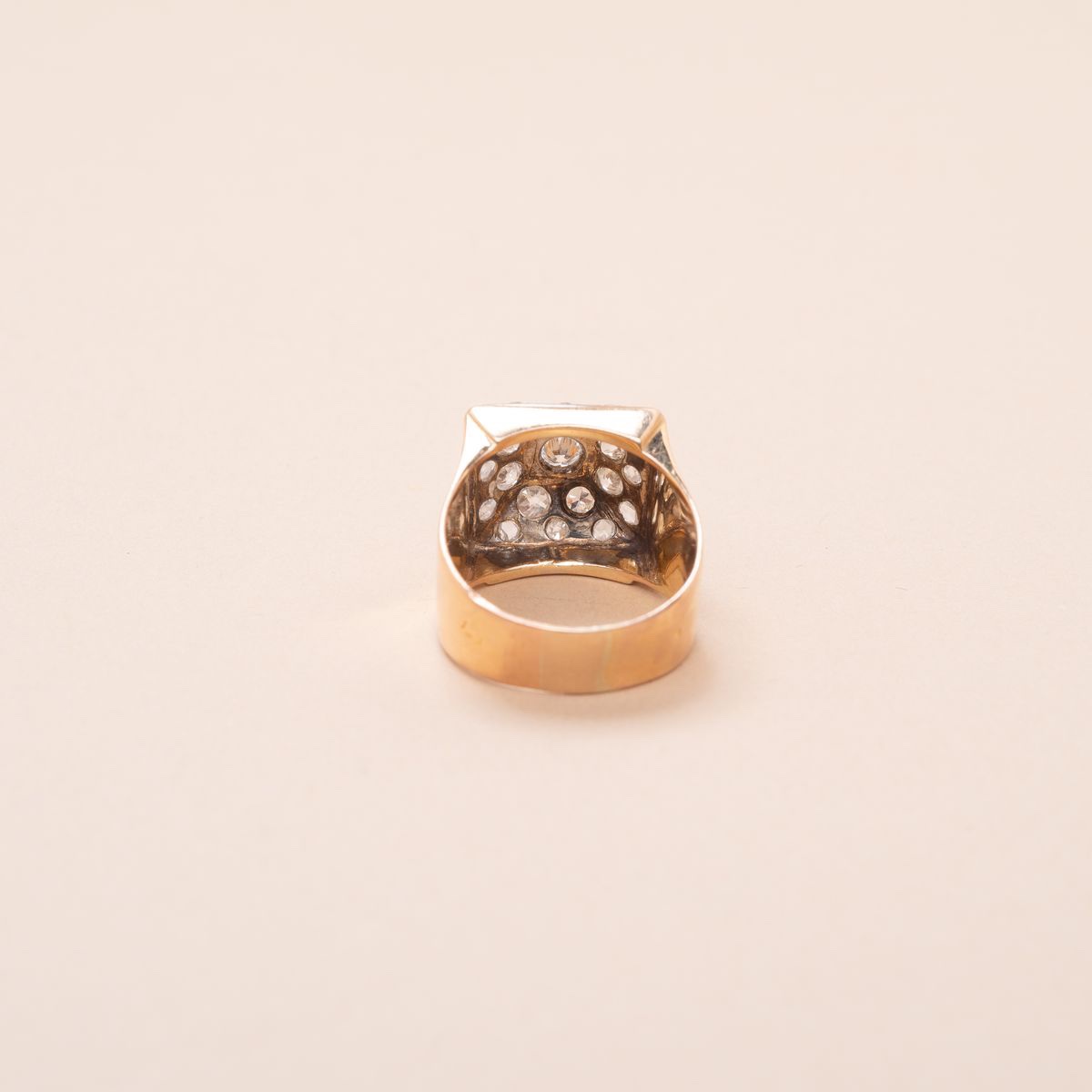 Bague Chevalière Carrée 2 carats Diamants 1950-photo-3