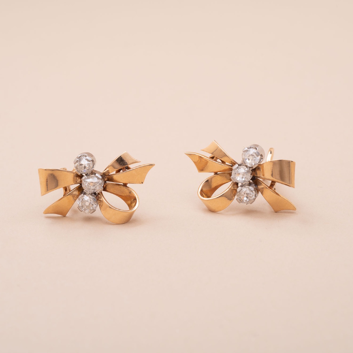 Clips Noeuds Ella Vintage 1950 Diamants 2.70 carats-photo-2
