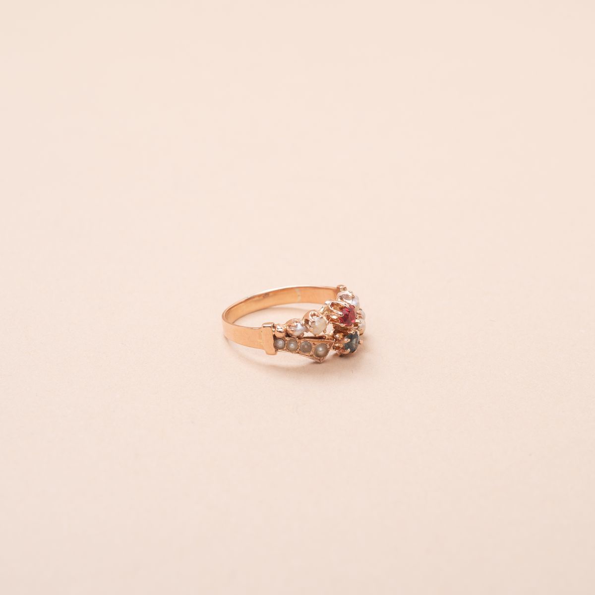 Antique 1880 Lina Gold Half Pearl Ring -photo-2