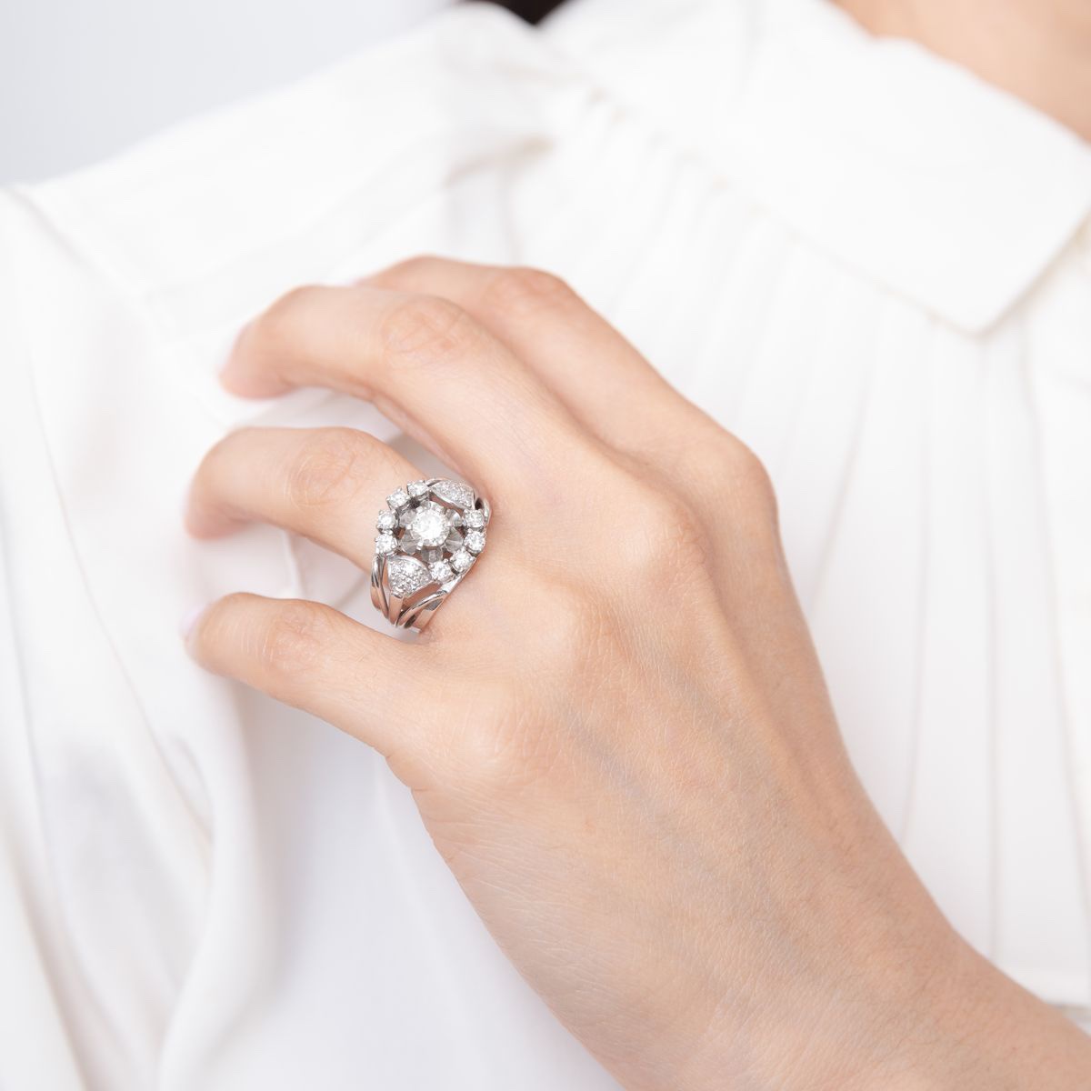 Vintage Diamond Thread Ring 0.65 Carat-photo-4