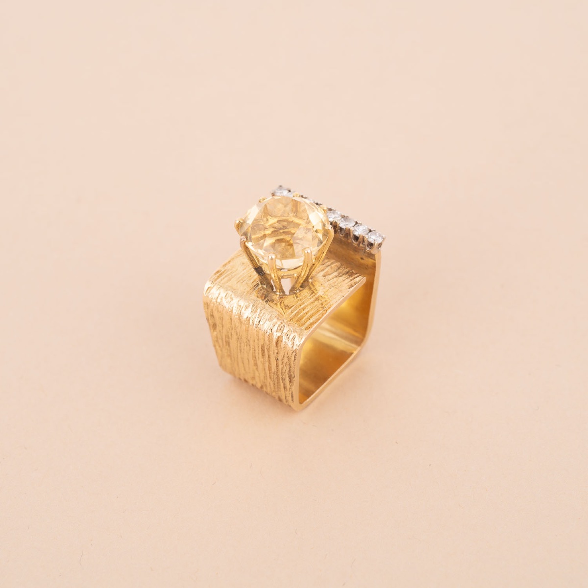 Bague Moderniste Carrée Citrine-photo-3