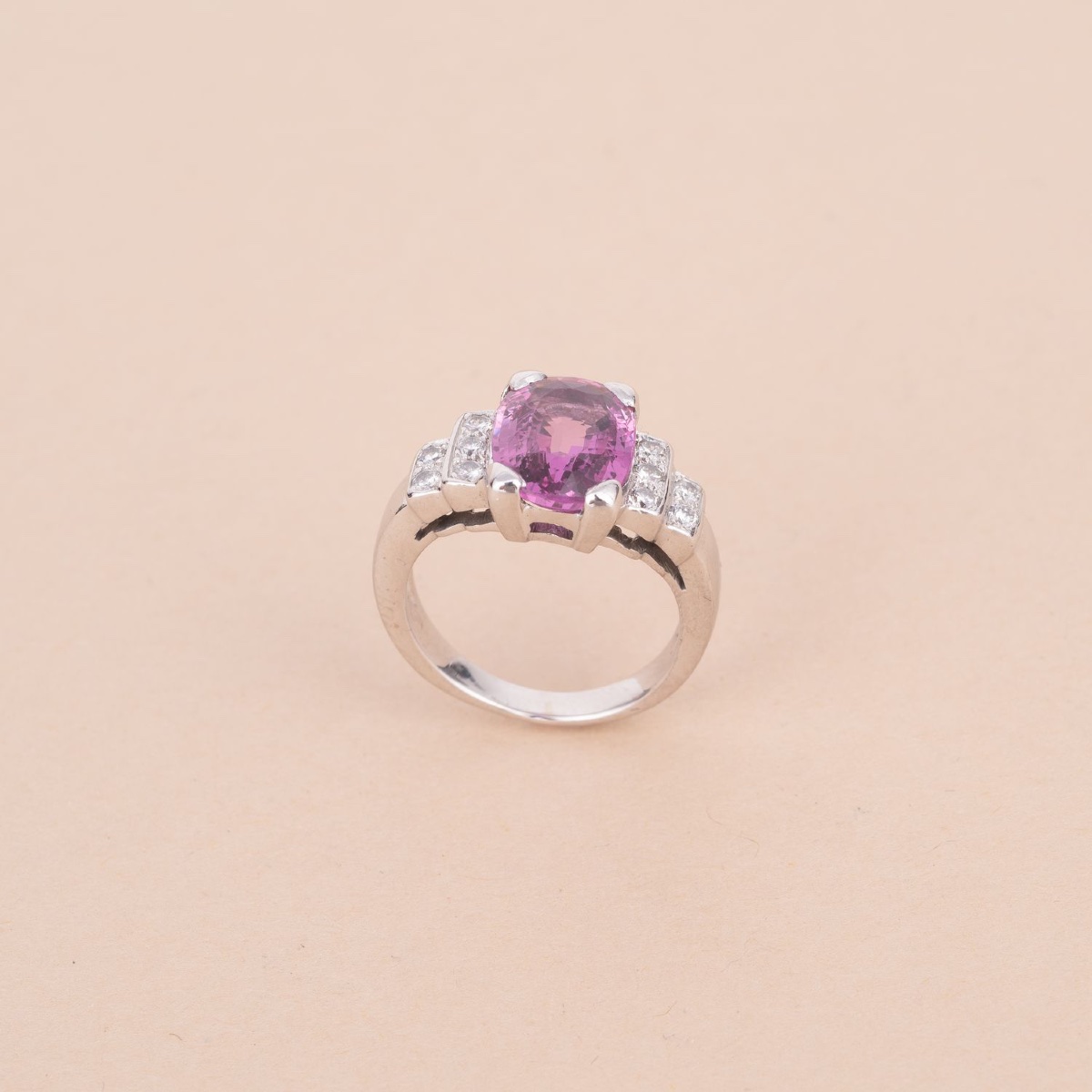 2.40 Carat Pink Sapphire Ring With Diamonds -photo-2