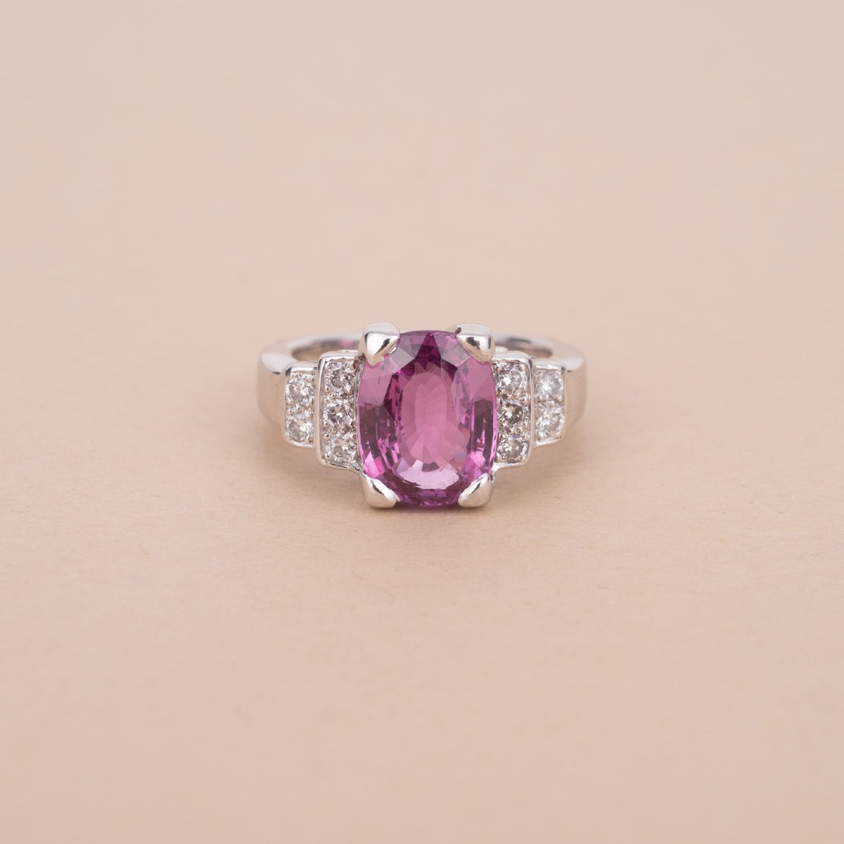 2.40 Carat Pink Sapphire Ring With Diamonds -photo-3