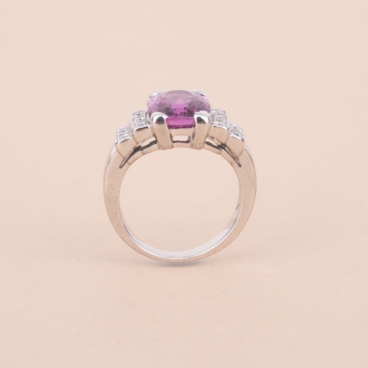 2.40 Carat Pink Sapphire Ring With Diamonds -photo-4