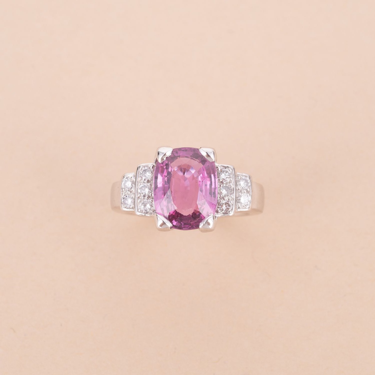 2.40 Carat Pink Sapphire Ring With Diamonds 