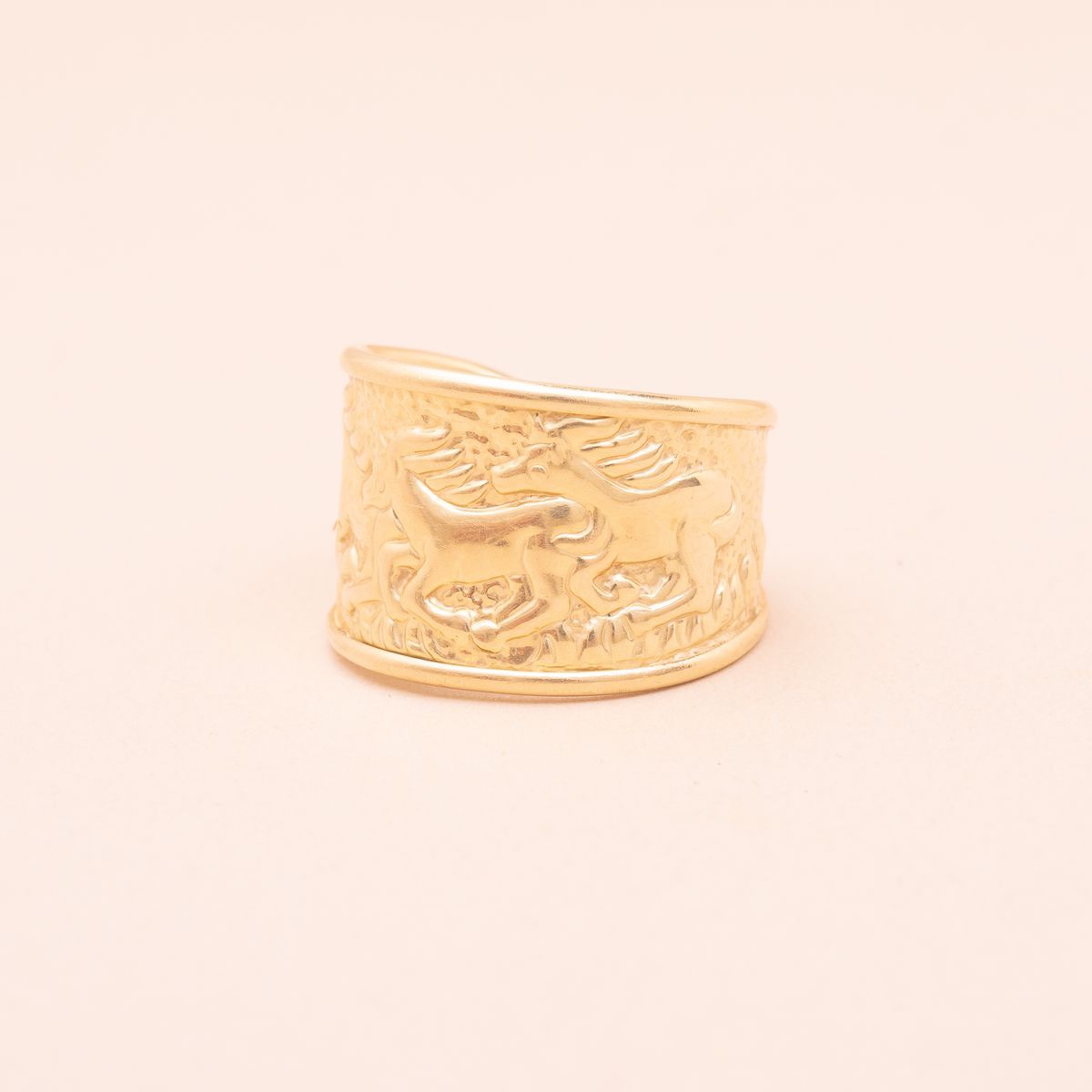 Vintage Horses Open Bangle Ring-photo-2