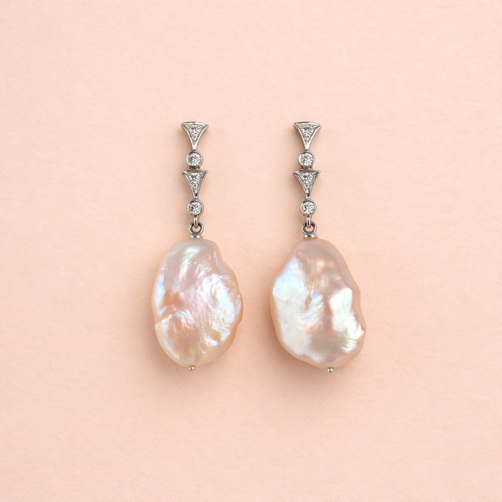 Boucles Pendants Perle Baroque