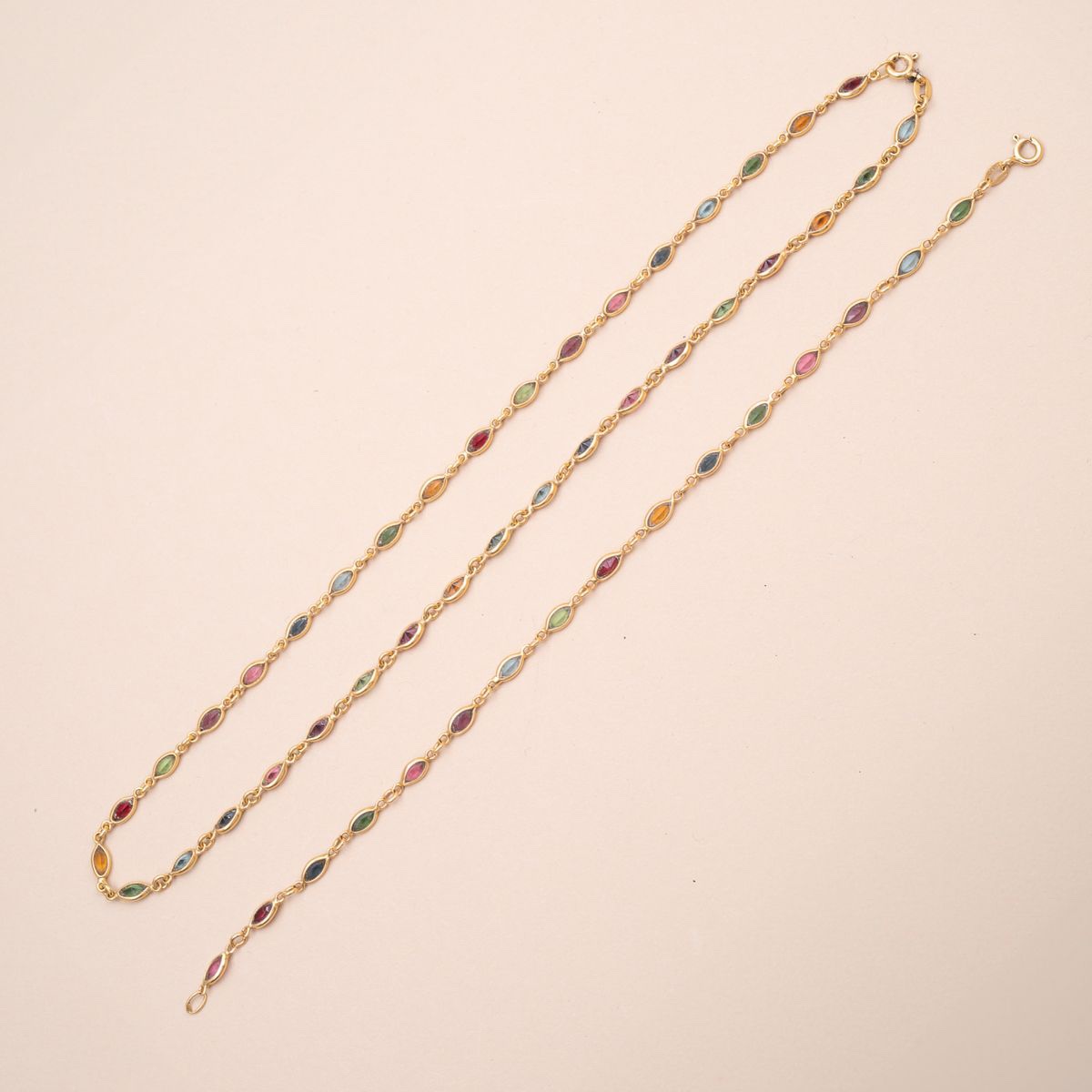 Demi-Parure Bracelet et Collier Colorée Vintage