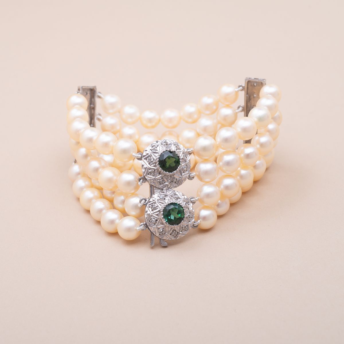 Bracelet Vintage Manchette Perles Akoya