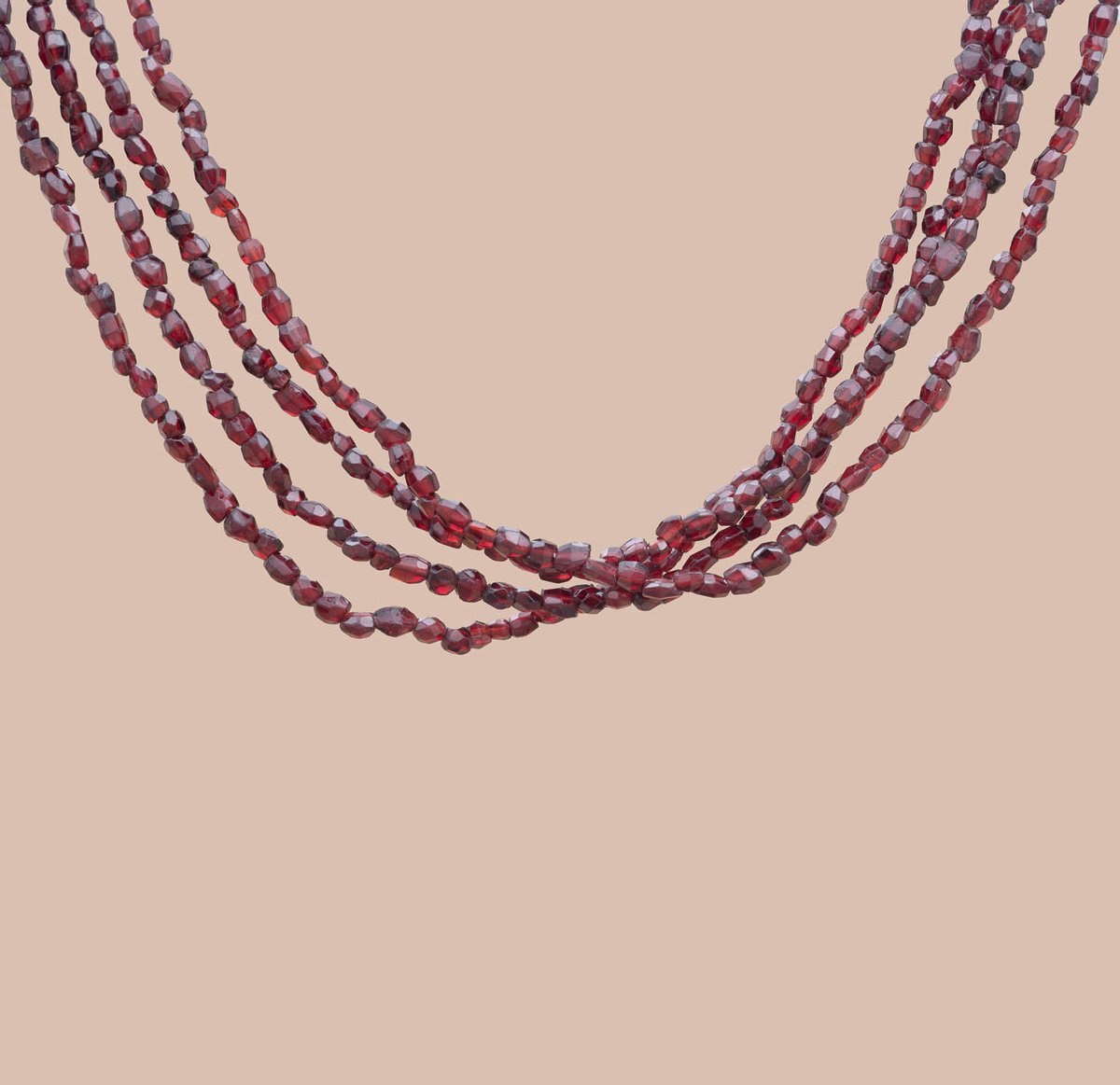 Necklace Chocker Vintage Garnets 4 Rows-photo-3