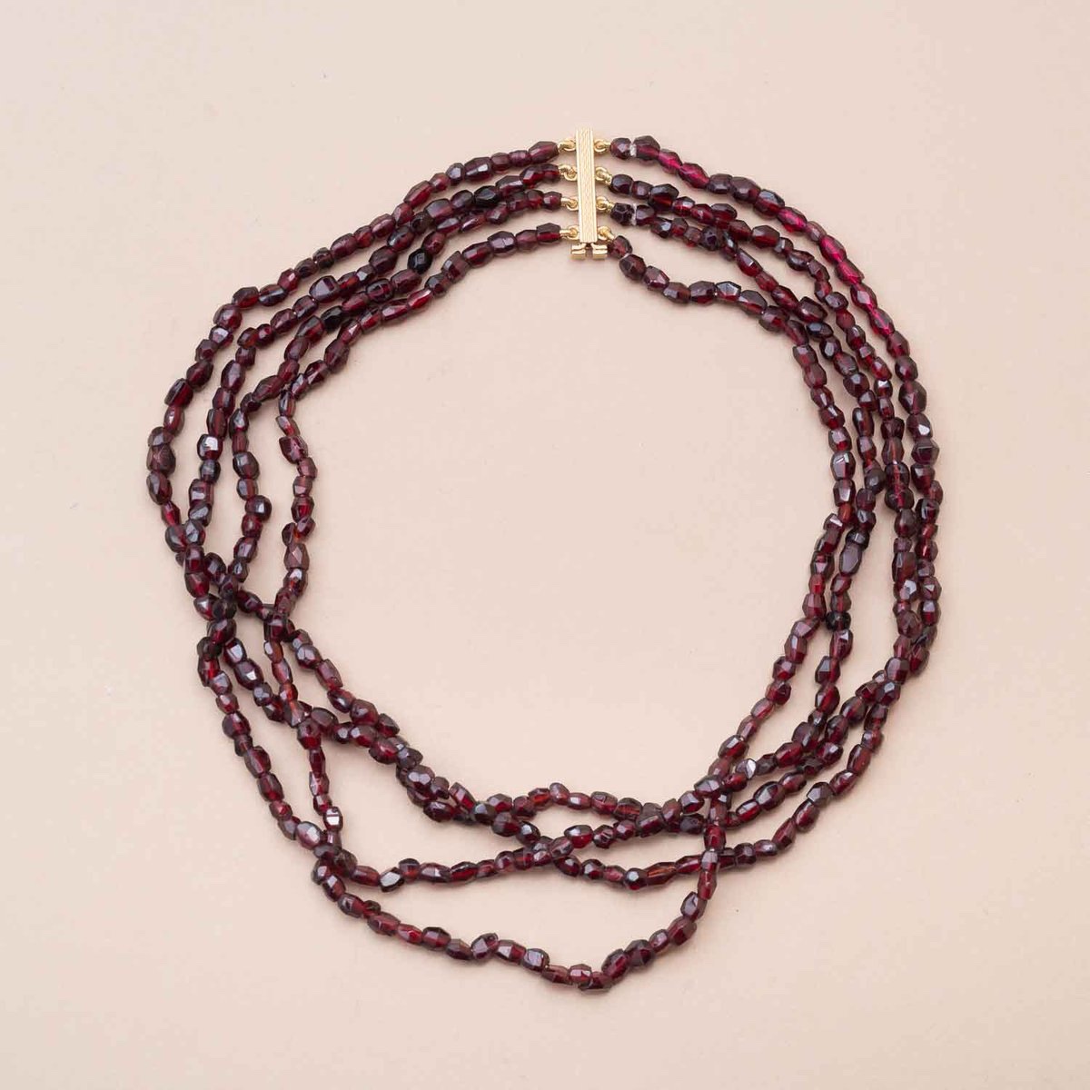 Necklace Chocker Vintage Garnets 4 Rows