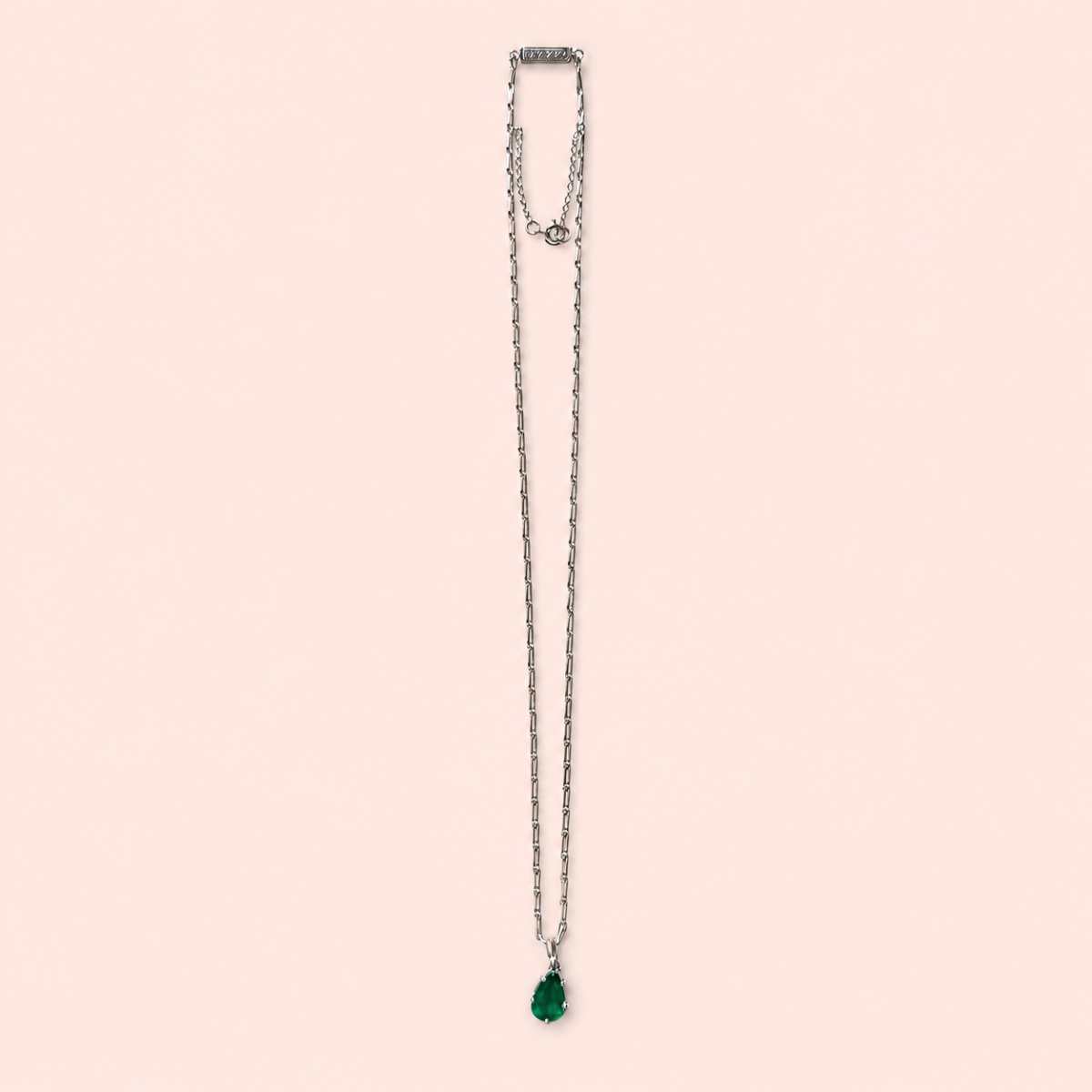 Vintage Pear-shaped Emerald Necklace, 1.1 Carats-photo-4