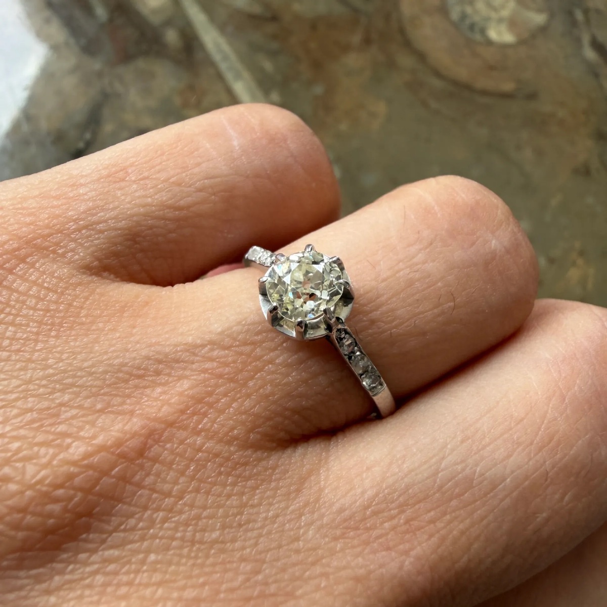 Bague Ancienne Diamant Engagement 1930-photo-4