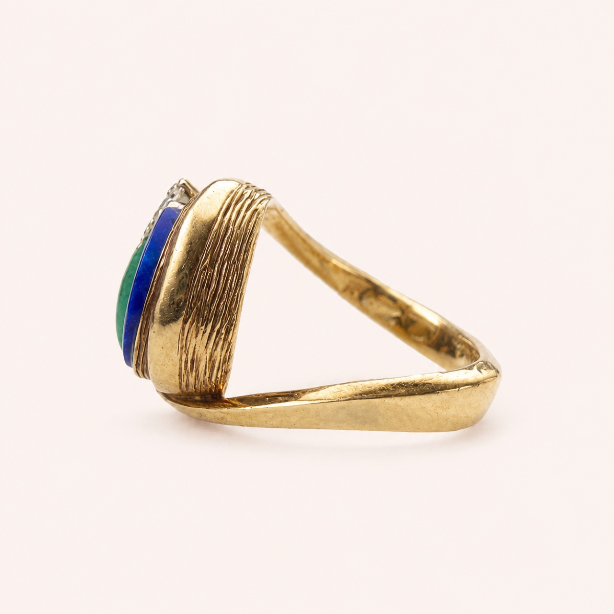 Brenda Vintage Ring With Lapis Lazuli, Chrysoprase, And Diamonds, 1970-photo-2